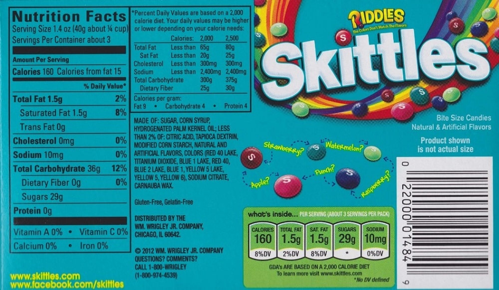 Ingredients Used In Skittles Candy